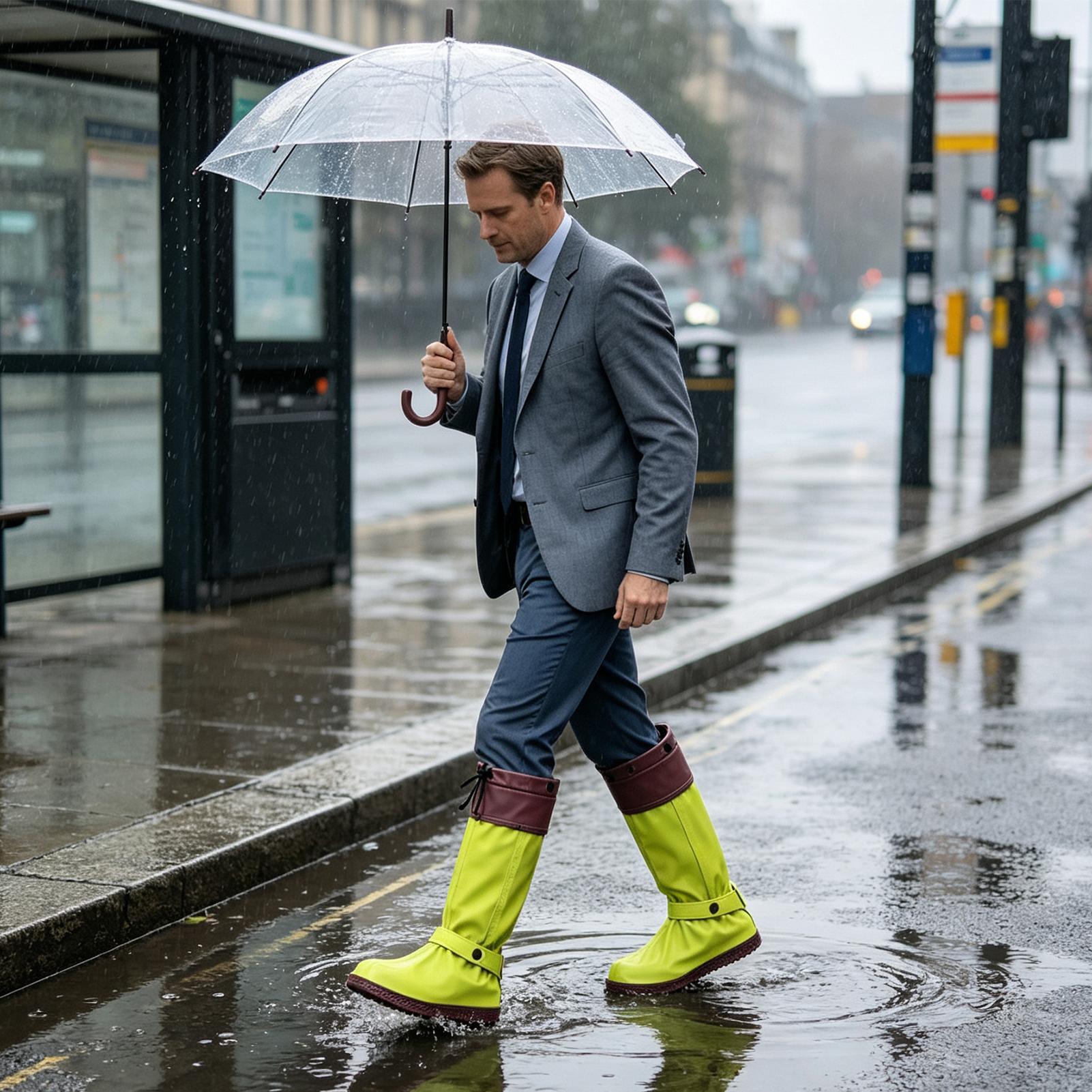 Cycling Commute In Rain - Pelindung Sepatu Anti Air dengan Ritsleting,