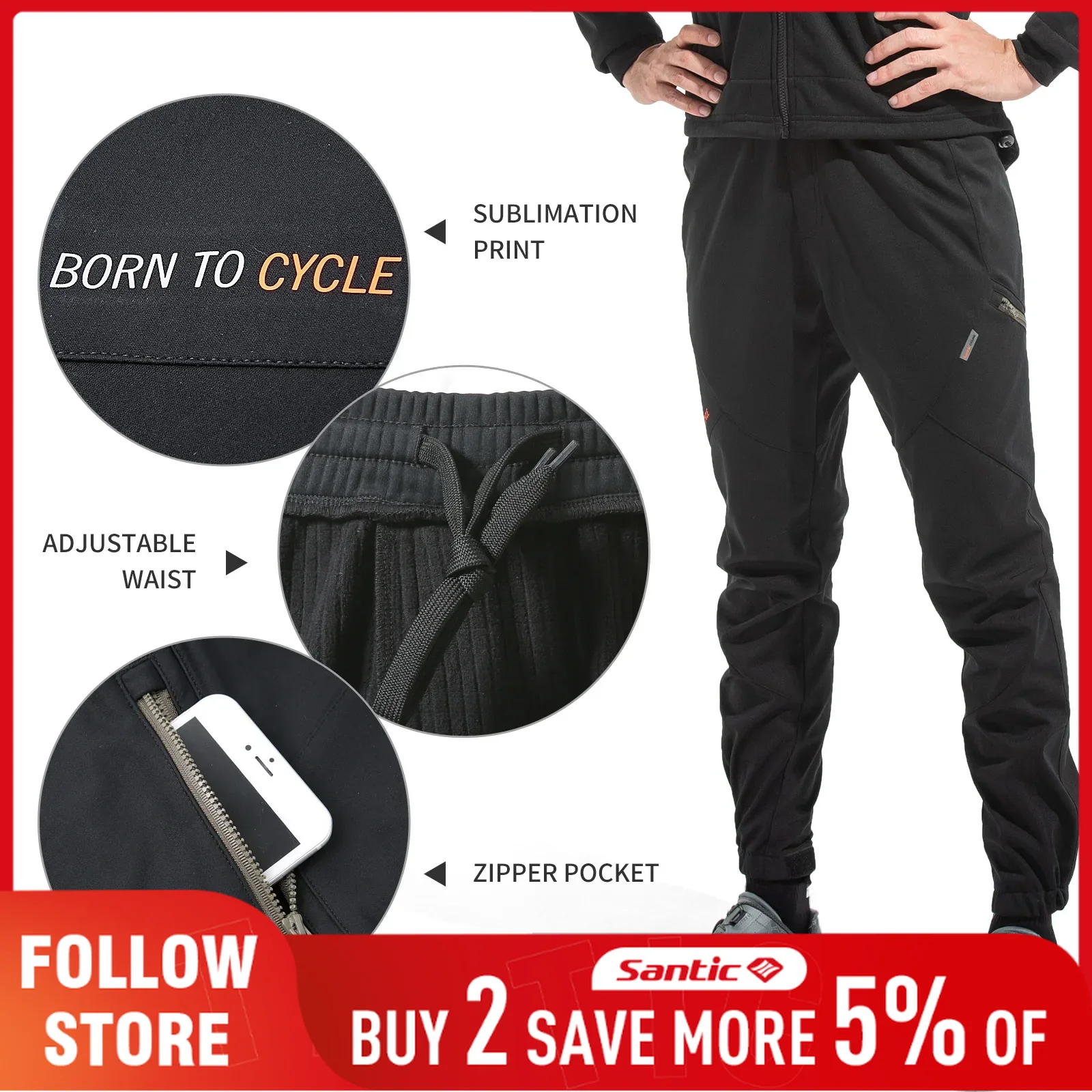 Cycling Commute Pants - Santic Celana Bersepeda Kasual Pria Musim