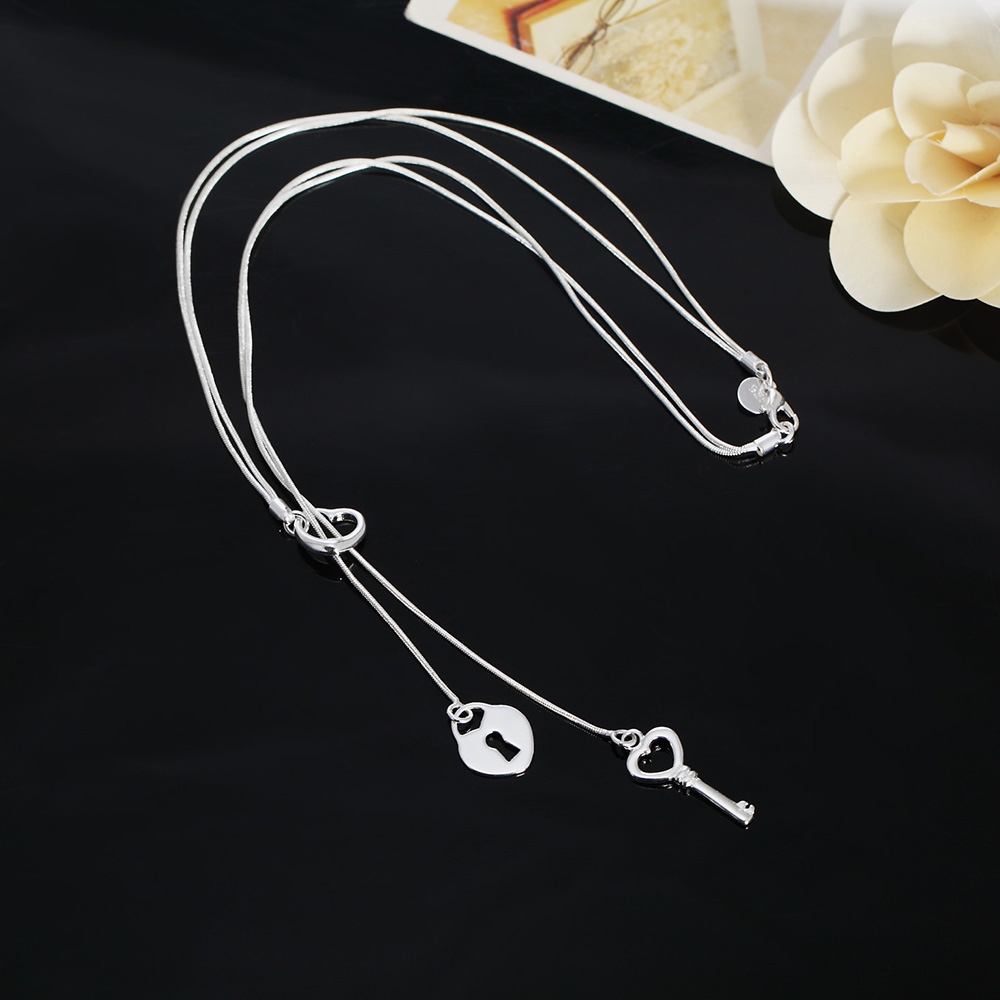 Fine 925 perak murni kalung ku - Chain Lock Combination ulasan dan harga